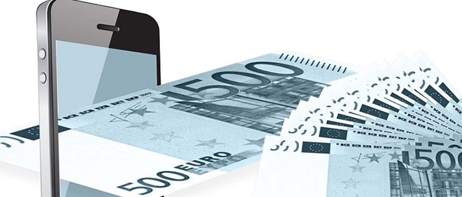 Handy mit 500-Euro-Scheinen Handy mit 500-Euro-Scheinen
