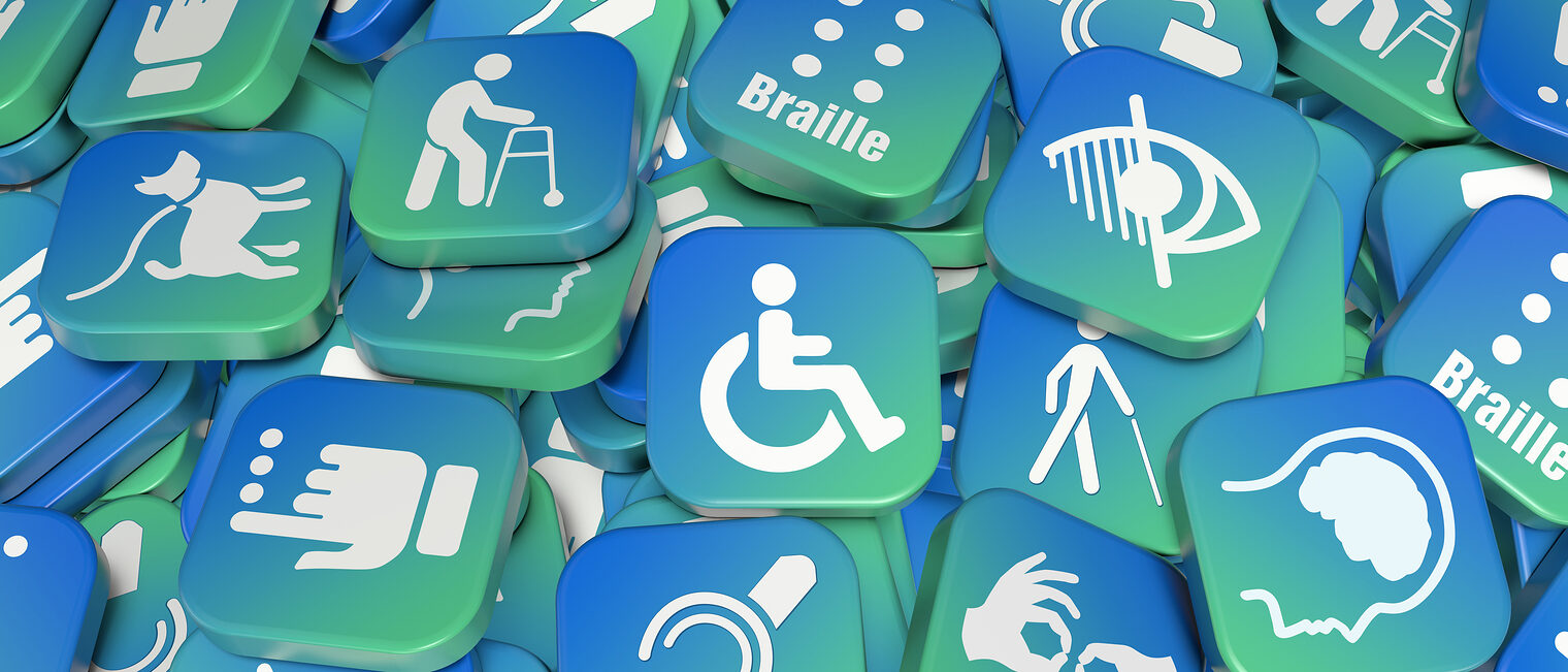 Barrierefreiheitsstärkungsgesetz Icons für körperliche und kognitive Einschränkungen