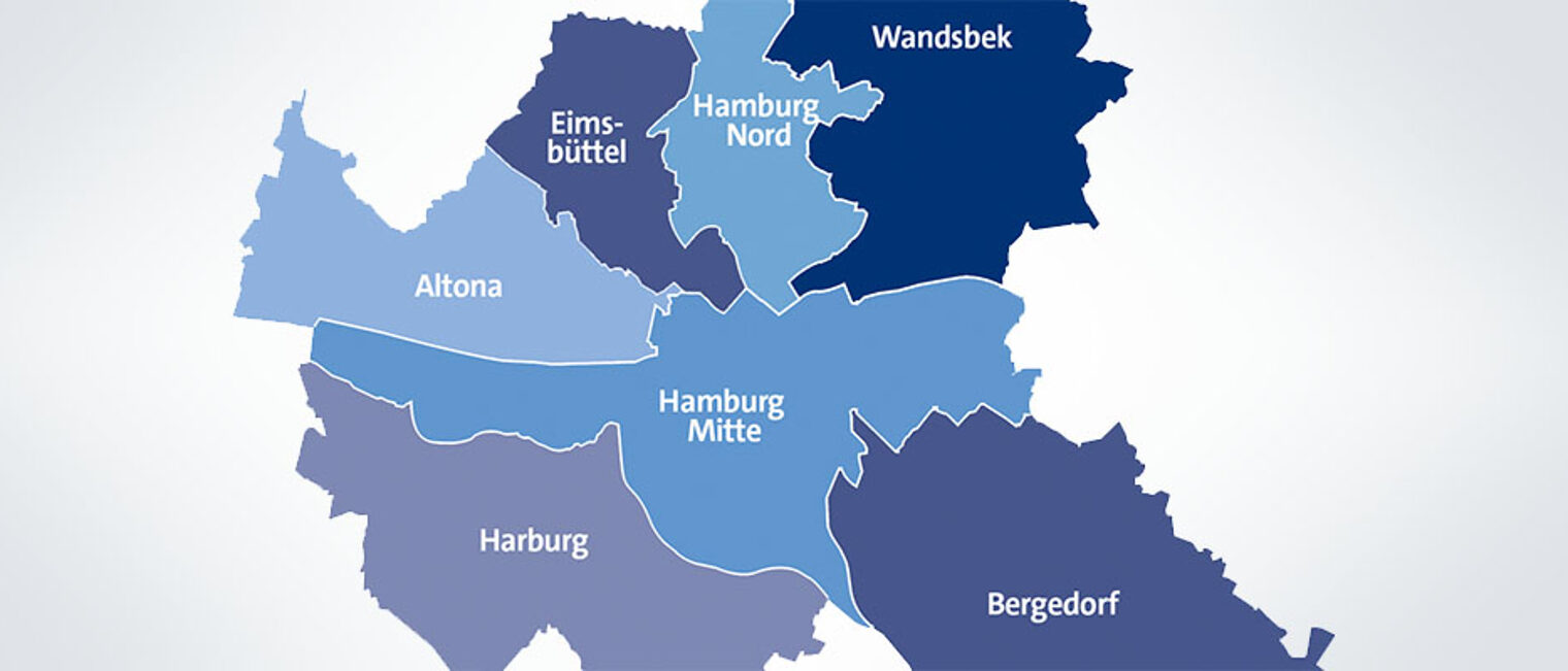 Karte der Hamburger Bezirke
