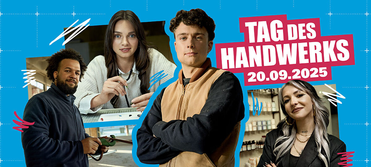 Grafik mit jungen Handwerker*innen zum Tag des Handwerks 2025