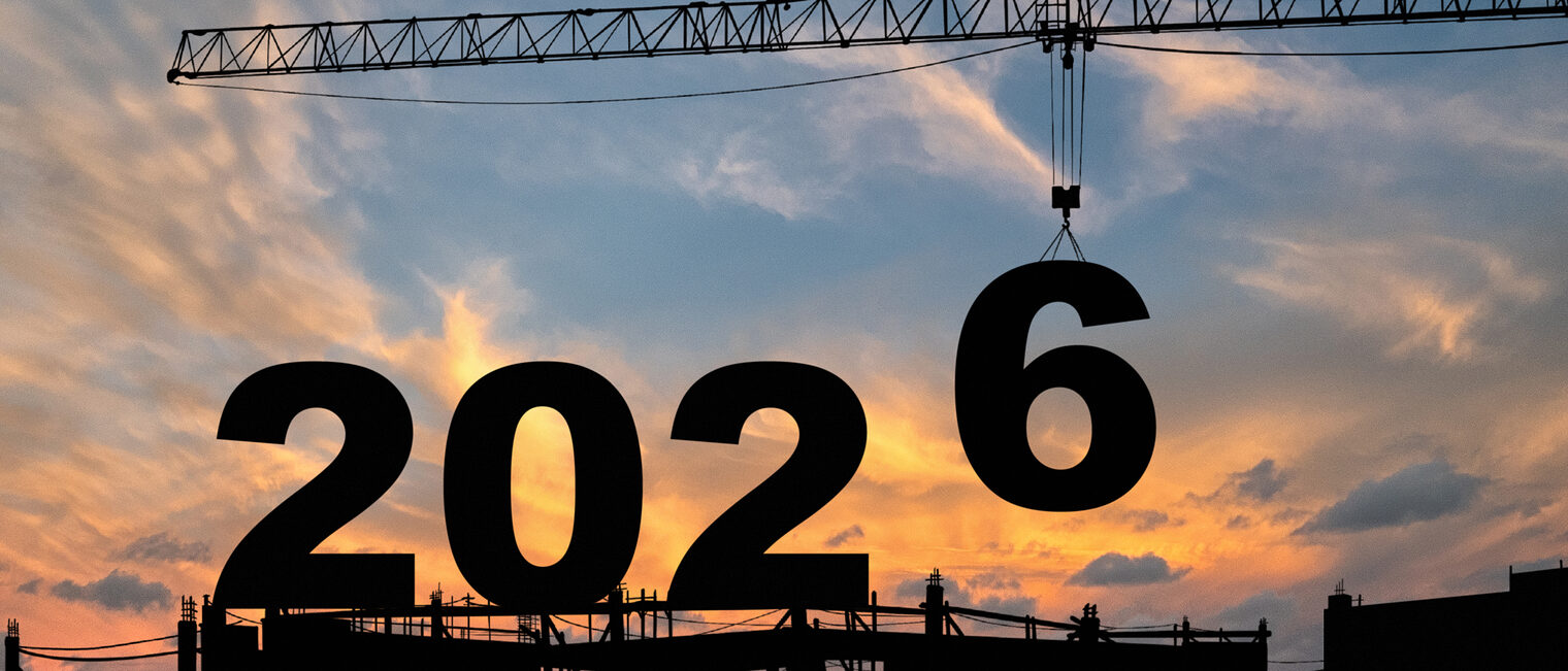 Kranarm mit Zahl 2026